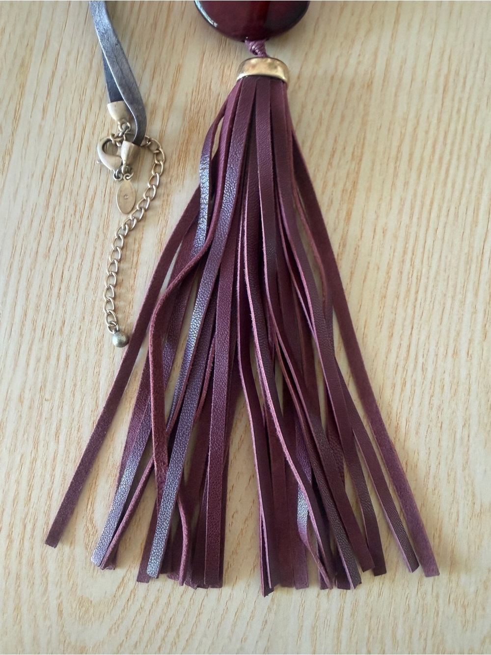 Chicos Women’s Burgundy Tassel Pendant Necklace - Picture 5 of 5